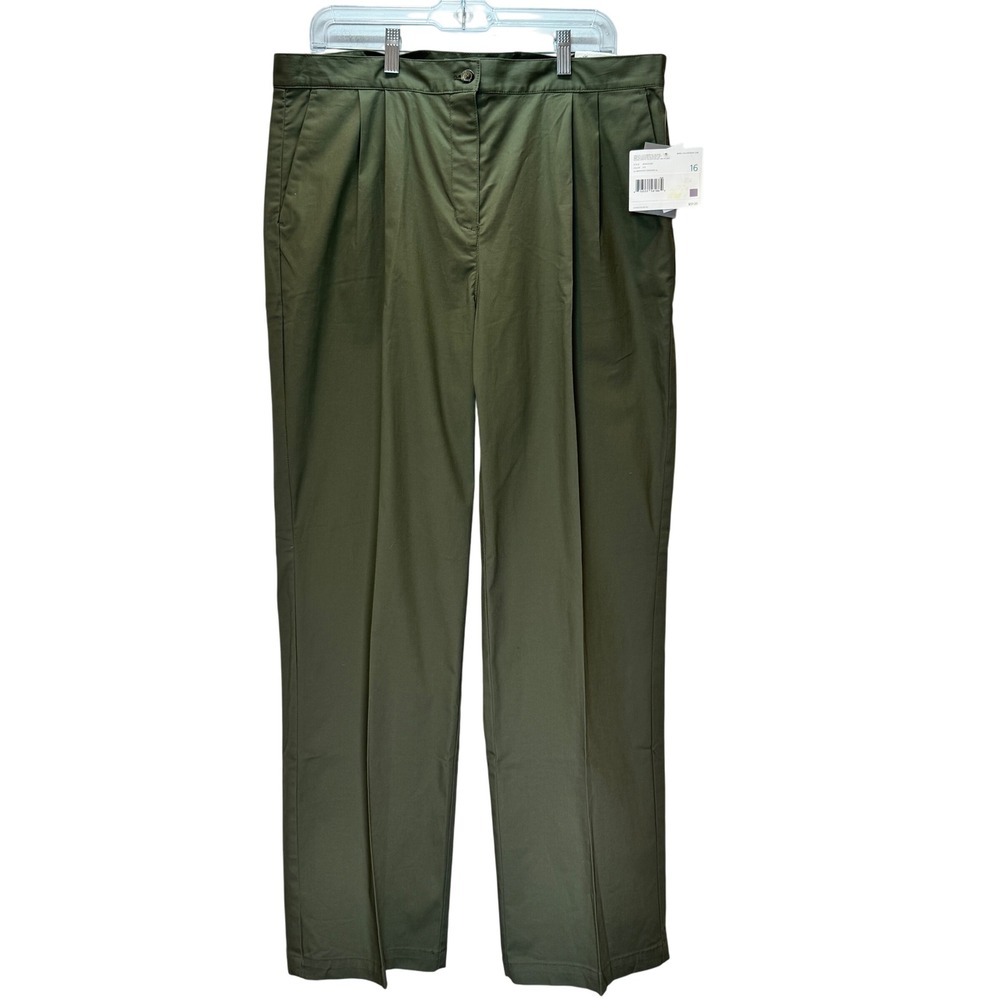 Liz Claiborne Kylie Pleated Pants Olive Green Women's Size 16 Career Office Chic